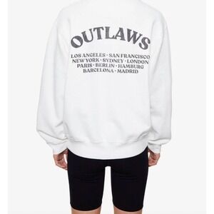 Anine‎ Bing Outlaws White Graphic Sweatshirt Los Angeles Paris Berlin Small